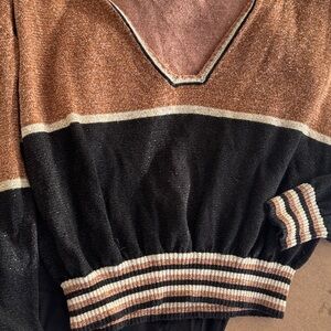 Free People Deep V Neck Sweater Blouse